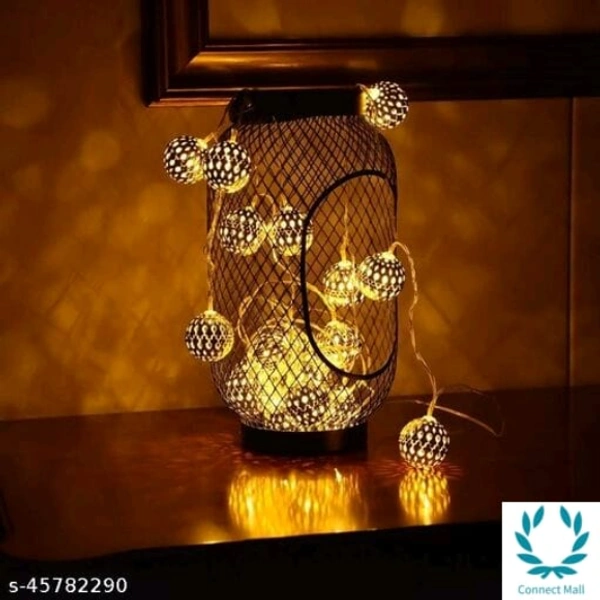 16 LED Metal Moroccon Orb Decorative String Light - Yellow, Metal, Pack of1